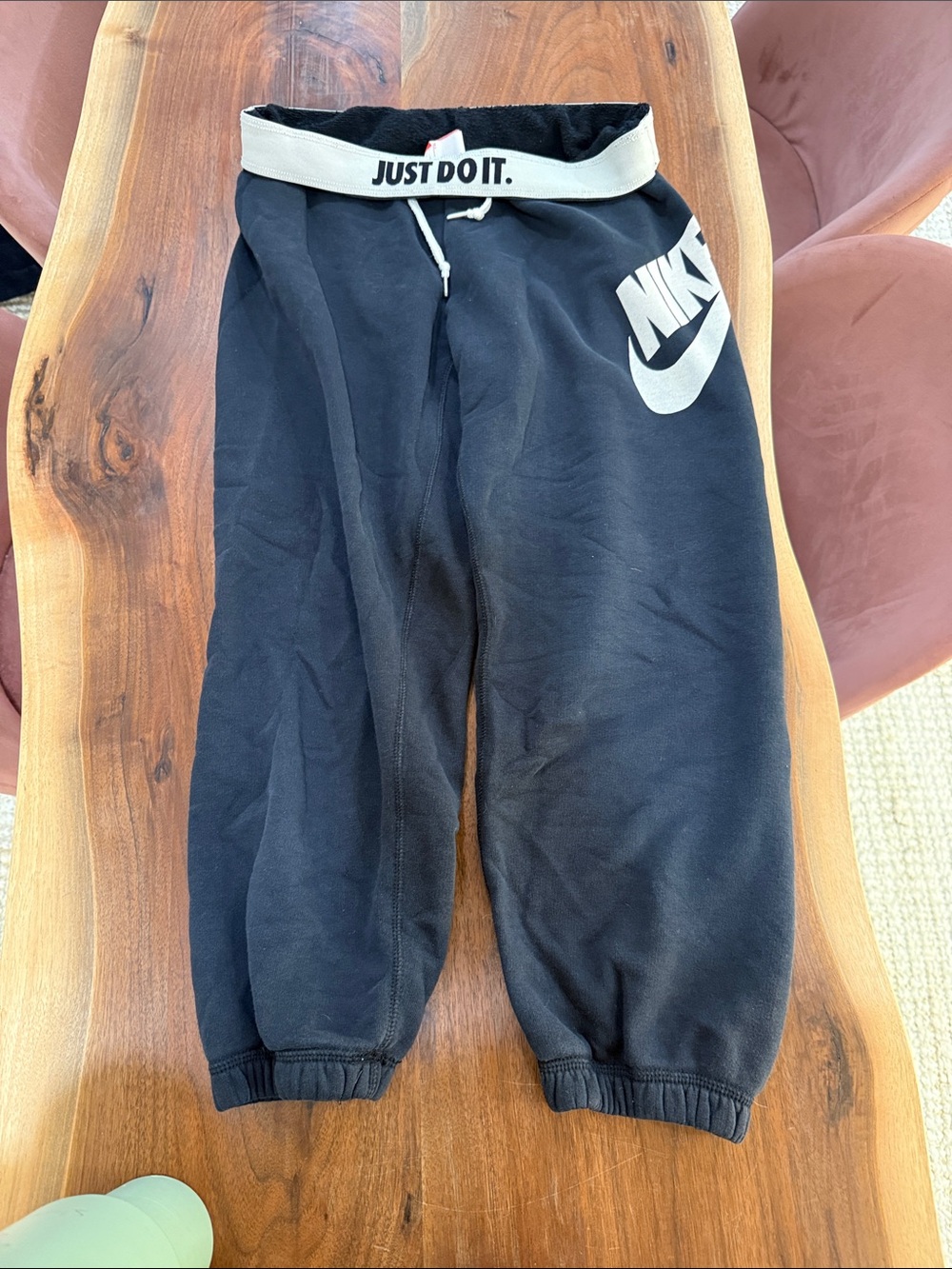 Nike Kids Black Sweatpants with White 'Just Do It.' Waistband
